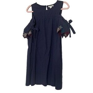 Loveriche Dress Size Medium Embroidered Cotton On Off Shoulder Ruffle Boho Lace